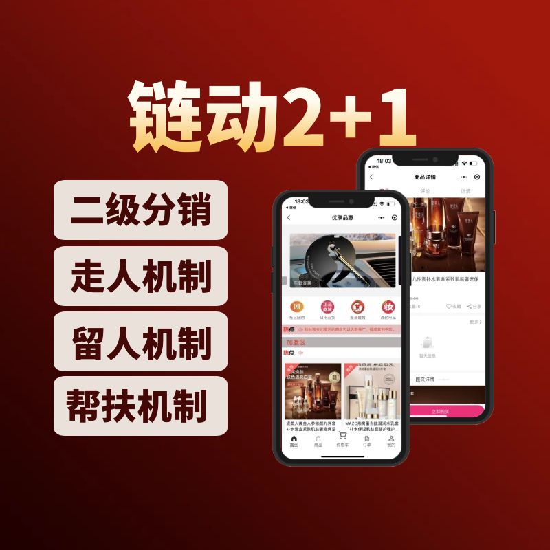 【链动2+1案例一】分销/区域代理/加盟区/身份切换/等级